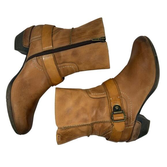 Pikolinos Boot Brujas Short Ankle Moto Buckle Size 40 US 9 Camel Tan Leather - Picture 6 of 9